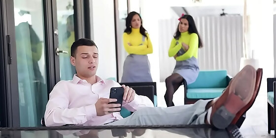 stepsiblings busty ebony stepsisters alina belle maya farrell share stepbro s cock